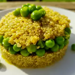 Salată de quinoa și mazăre cu pesto de migdale