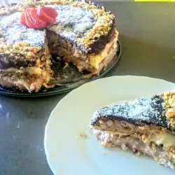 O prăjitură superbă cu biscuiți și două tipuri de crema