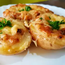Cartofi umpluți cu ciuperci și brânză topită