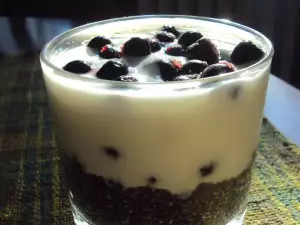 Jeleu de chia, cu iaurt și aronia