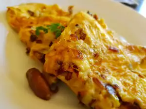 Omletă cu ciuperci și praz