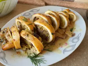 Calamar umplut cu kale și prosciutto