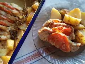 Mușchi de porc cu cartofi noi