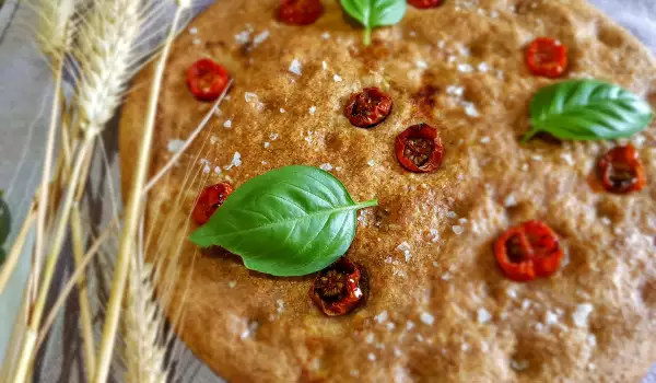 Focaccia din făină integrală, cu ulei de măsline aromatizat