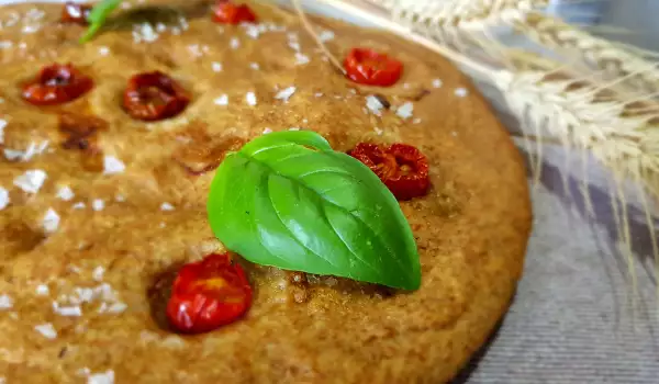 Focaccia din făină integrală, cu ulei de măsline aromatizat