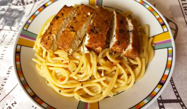 Spaghete cu lămâie cu tofu marinat