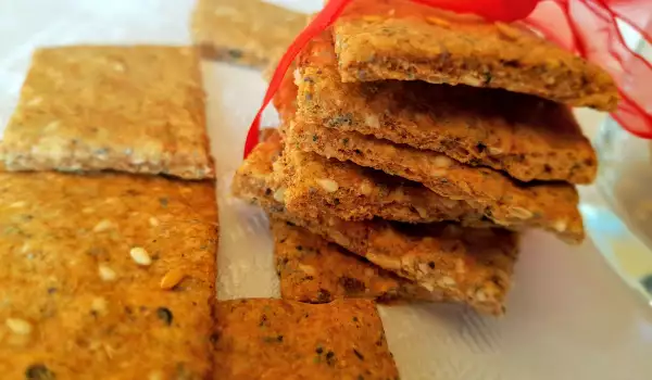 Biscuiți din cereale integrale cu semințe de susan, in și dovleac