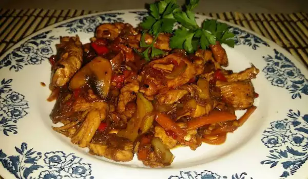 Pui cu legume în stil chinezesc
