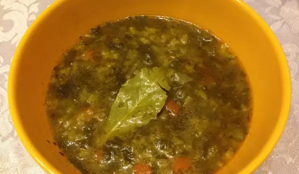 Supă de spanac cu orez și morcovi