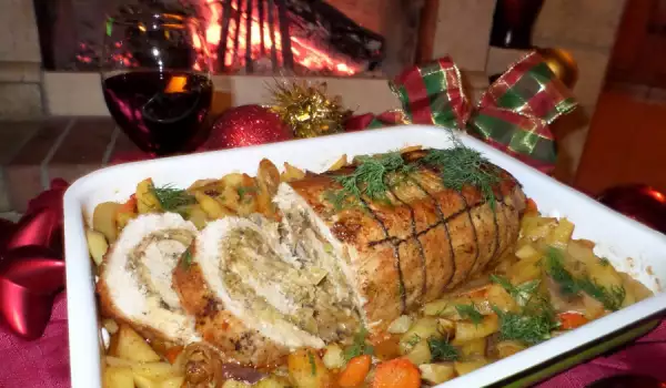 Rulada festivă de porc, pentru masa de Crăciun