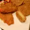 Cașcaval pane cu garnitură de ardei capia pane