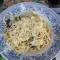 Linguine cu spanac, creveți și sos bechamel