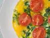 Omletă cu spanac, roșii și brânză feta