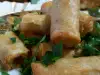 Rulouri de primăvară crocante, cu legume și carne tocată