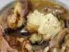 Spată de porc cu brânză topită și ciuperci